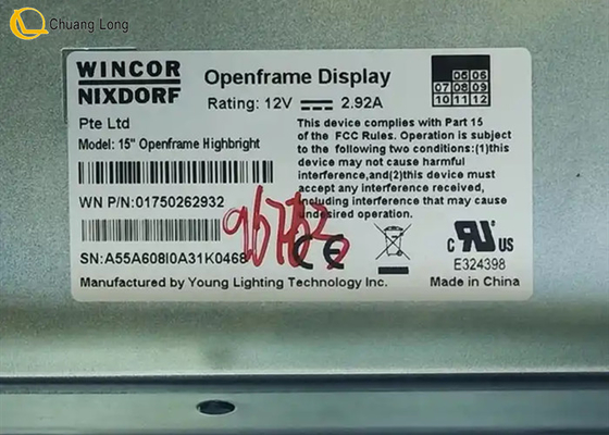 01750262932 1750262932 ATM Μέρη μηχανών Wincor Nixdorf 15 ιντσών οθόνη LCD